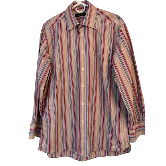 VTG 90s Klaus Boehler Dress Shirt Stripe L 16.5" Neck 32 Sleeve Classic 8913 - Picture 7 of 9